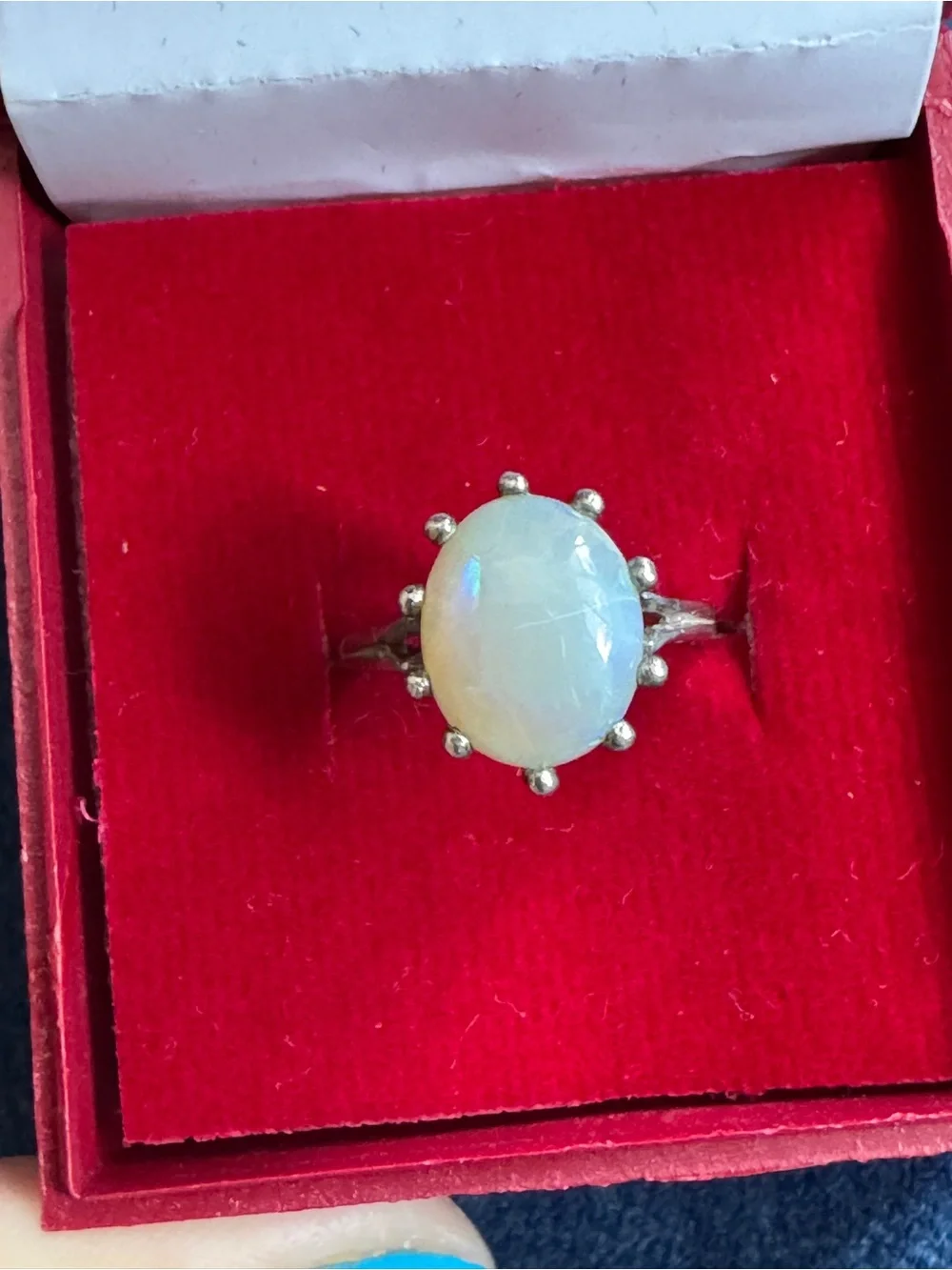 Vintage Opal 925 Sterling Silver Ring Size Size 5
